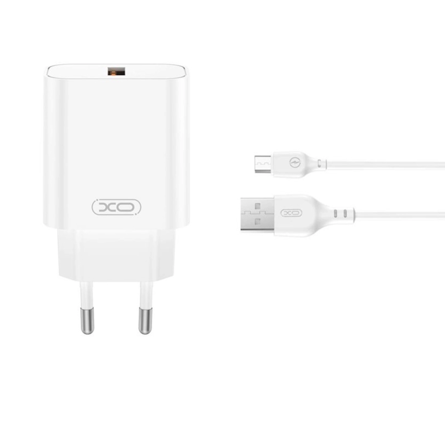 Ładowarka sieciowa XO CE33 USB-A 18W Biały + Kabel microUSB