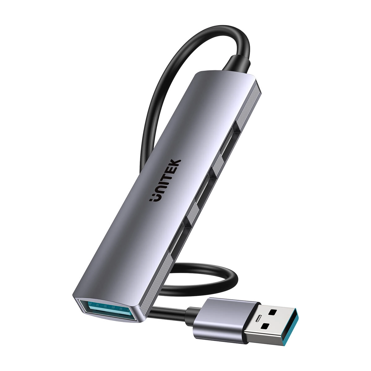 Hub USB Unitek H1208CGY01 USB-A 4w1 1x 5 Gbps 3x 480 Mbps Szary