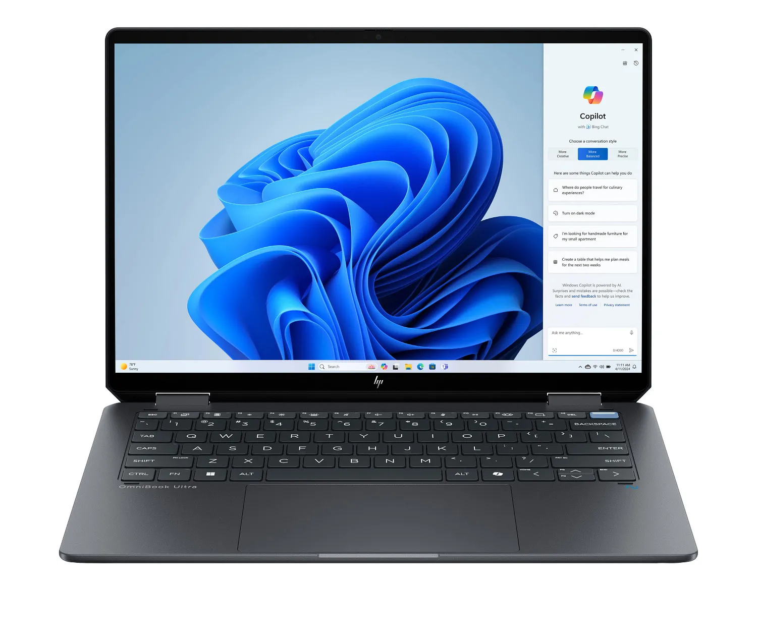HP OmniBook Ultra Flip 14-fh0216nw OLED 14'' 120Hz Ultra 9 288V 32GB RAM 1TB Dysk SSD Win11 Szary Funkcje AI