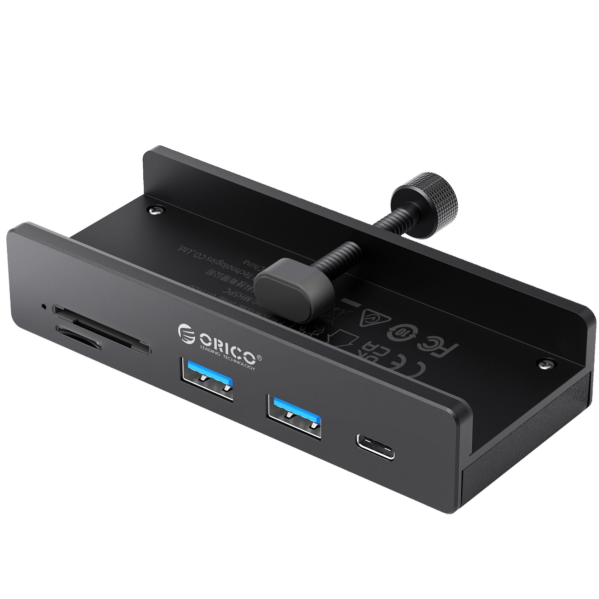 Hub USB Orico Aktywny MH5PC-10-BK-BP USB-C 10Gbps, 15W, przykręcany, 2x USB-A, czytnik SD, USB-C, Czarny