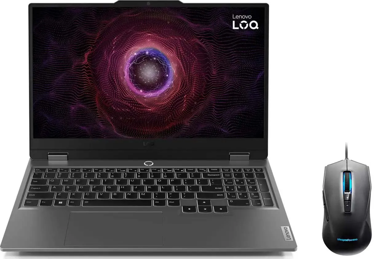 Laptop gamingowy Lenovo LOQ 15ARP9 15,6" 144Hz R5 7235HS 16GB RAM 512GB Dysk SSD RTX4050 DLSS3 Win11 Szary Funkcje AI + Mysz