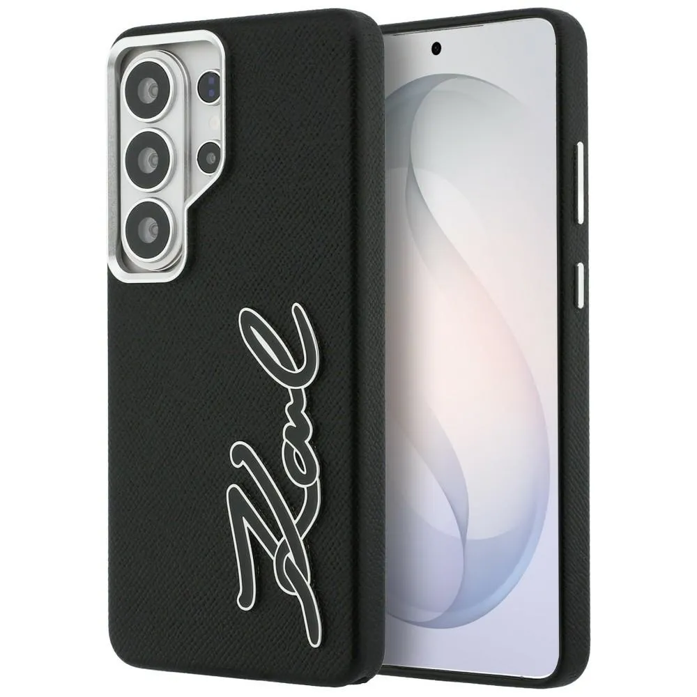 Karl Lagerfeld Grained Signature Metal Resin Logo do Galaxy S26 Ultra Czarny