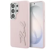 Karl Lagerfeld Grained Signature Metal Resin Logo do Galaxy S26 Ultra Różowy