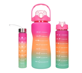 Bidon Extralink Motywacyjny 3w1 Różowo pomarańczowy