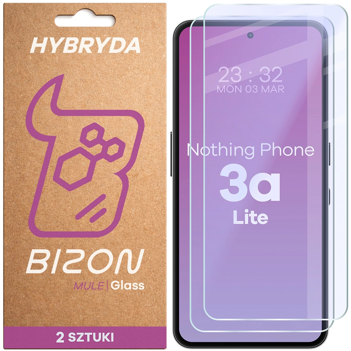 Szkło hybrydowe Bizon Glass Mule Duo do Nothing Phone 3a Lite 2 sztuki