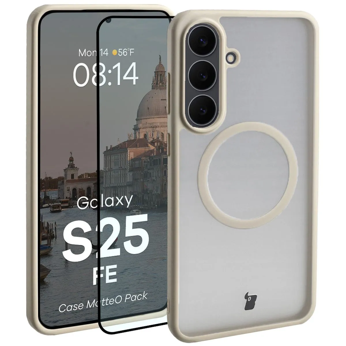 Szkło hartowane Bizon Case MatteO Pack do Galaxy S25 FE Beżowy