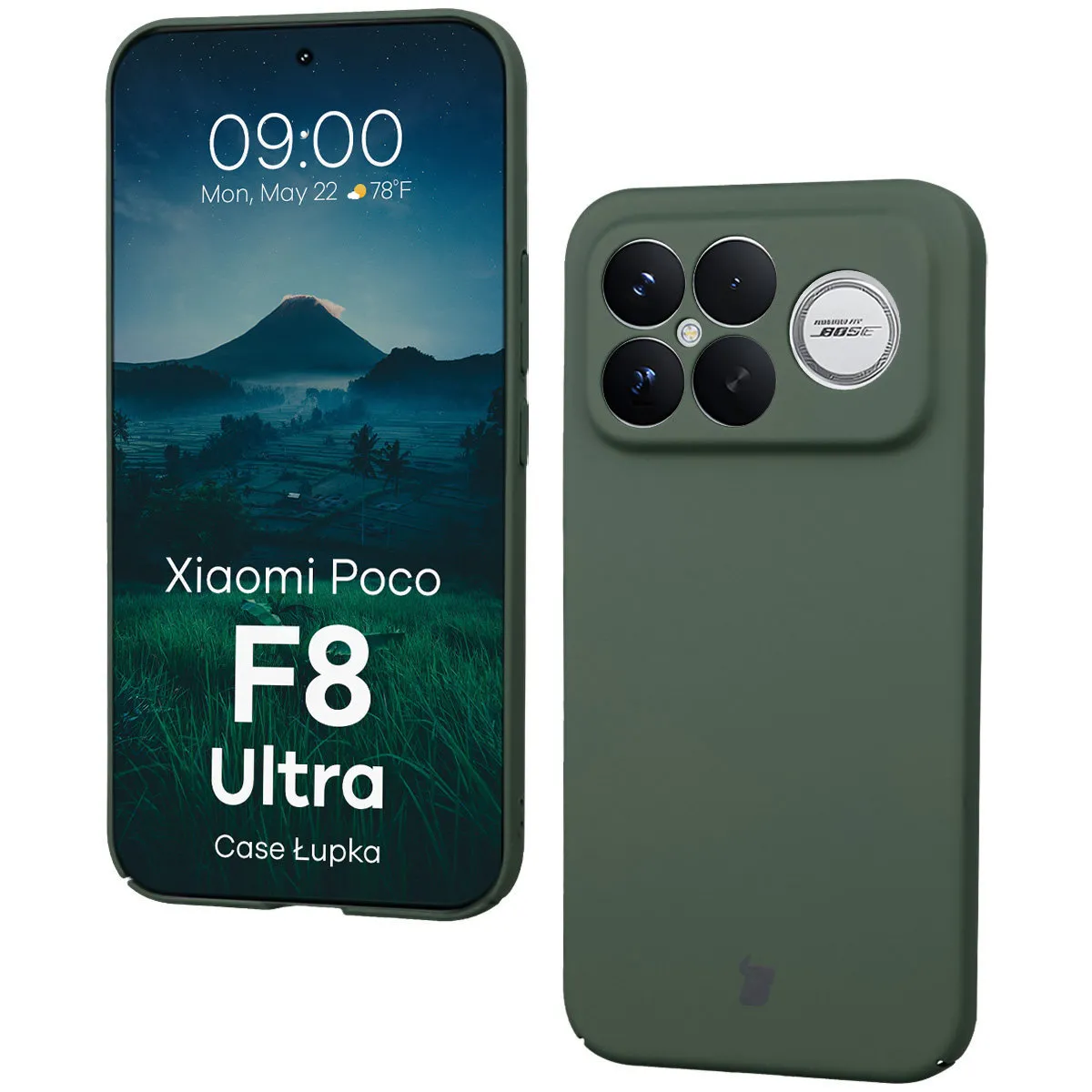 Etui Bizon Łupka do Xiaomi POCO F8 Ultra Zielony