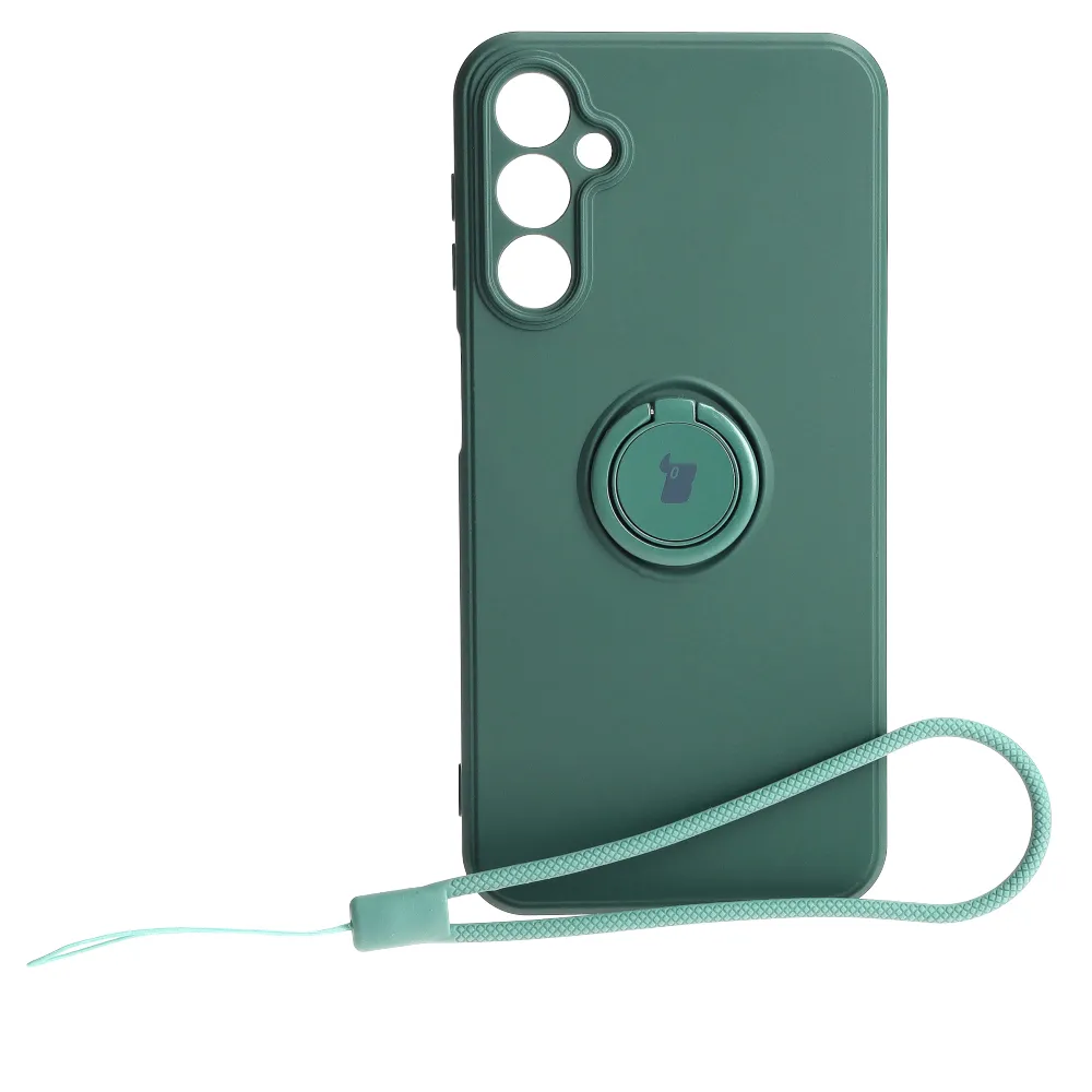 Etui Bizon Silicone Ring Sq do Galaxy A24 4G Ciemnozielony