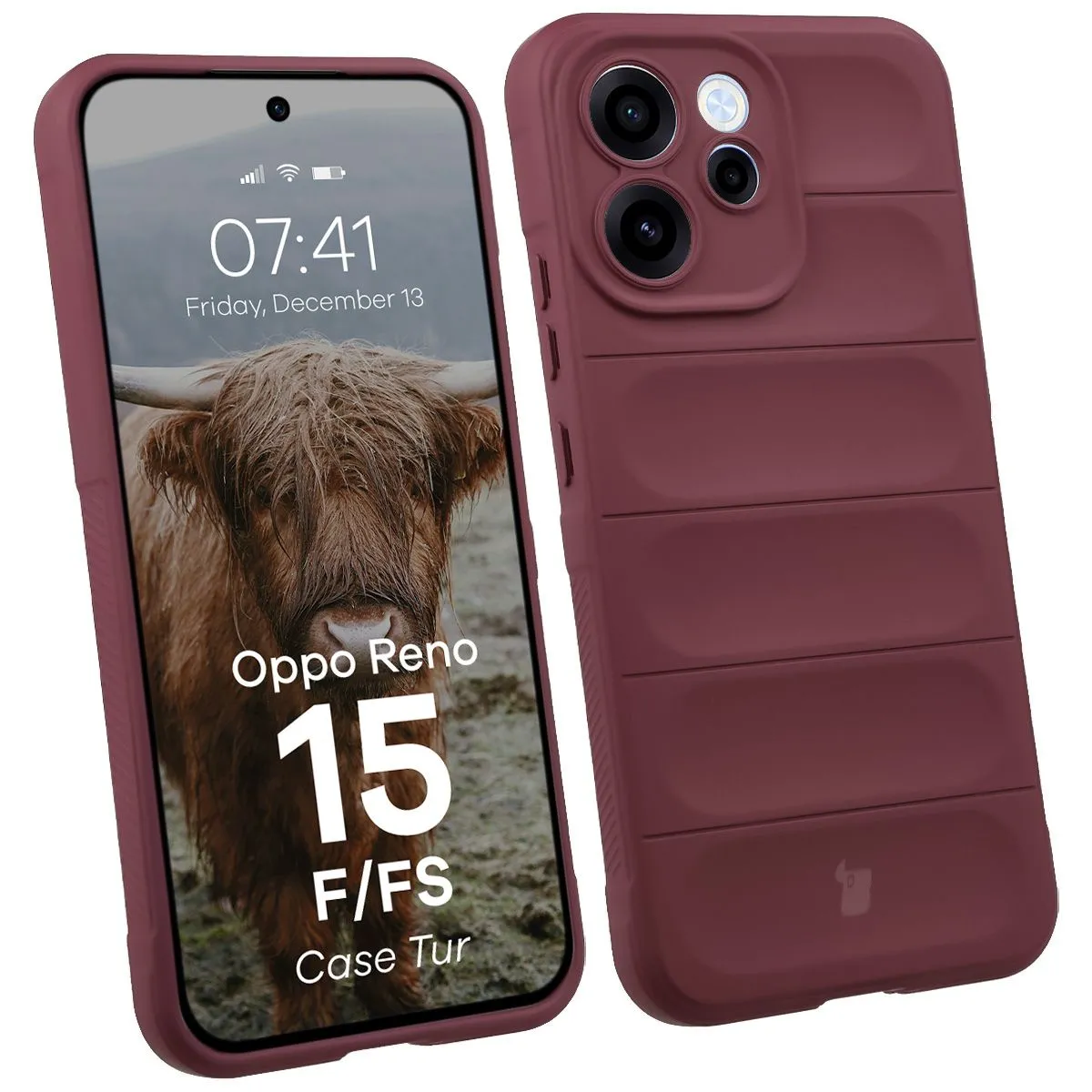 Etui Bizon Tur do Oppo Reno 15 F / Oppo Reno 15 FS Ciemnofioletowy