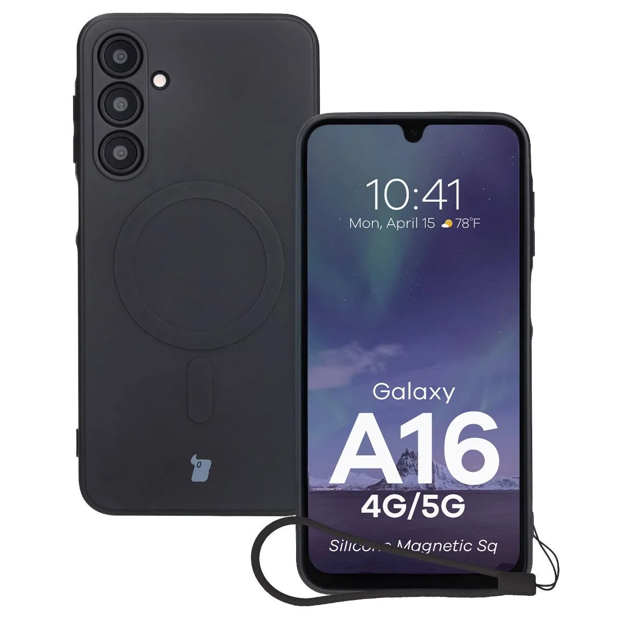 Etui Bizon Silicone Magnetic Sq do Galaxy A16 4G / A16 5G Czarny