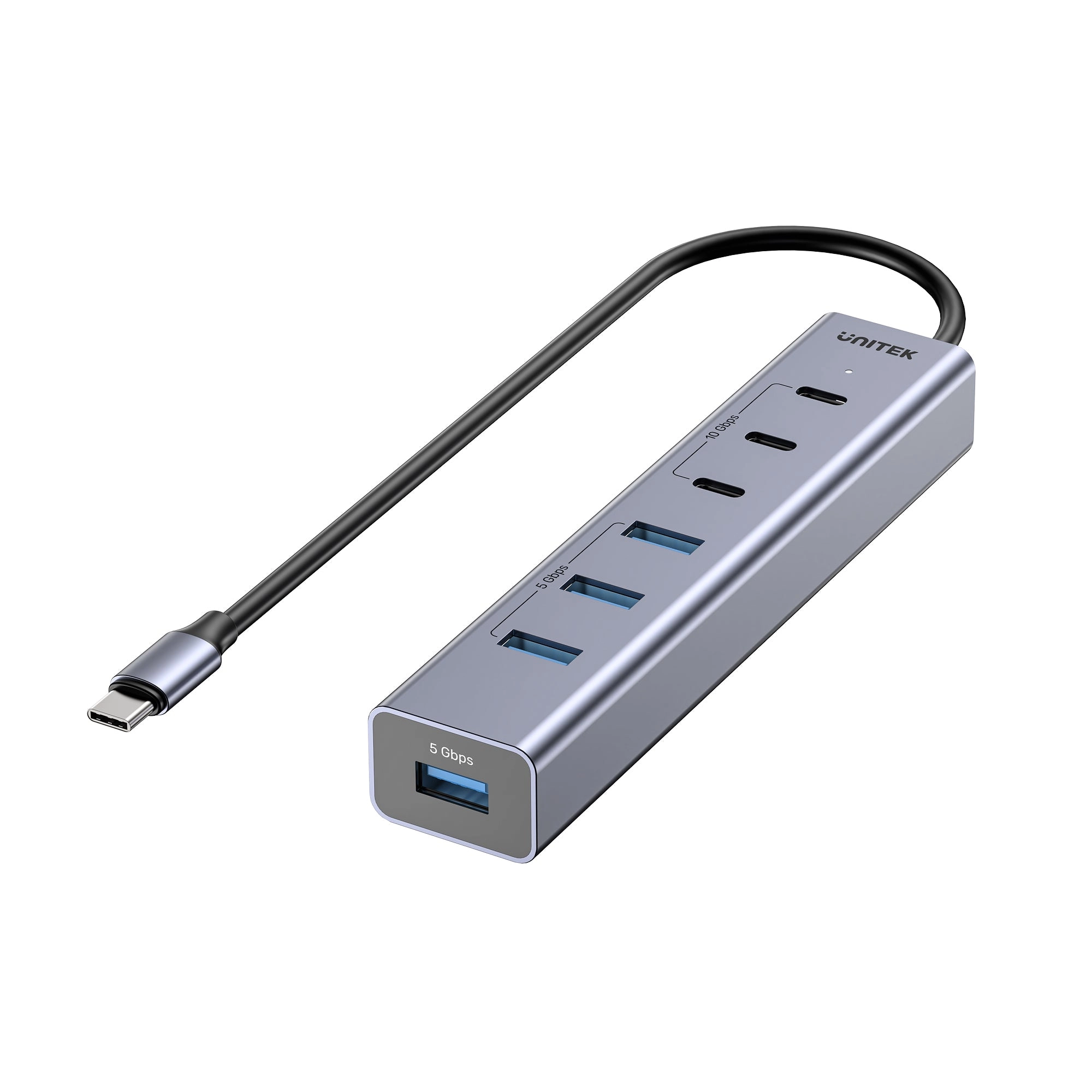 Hub USB Unitek H1335AGY01-EU USB-C 3x USB-C 10Gbps 4x USB-A 5 Gbps Szary