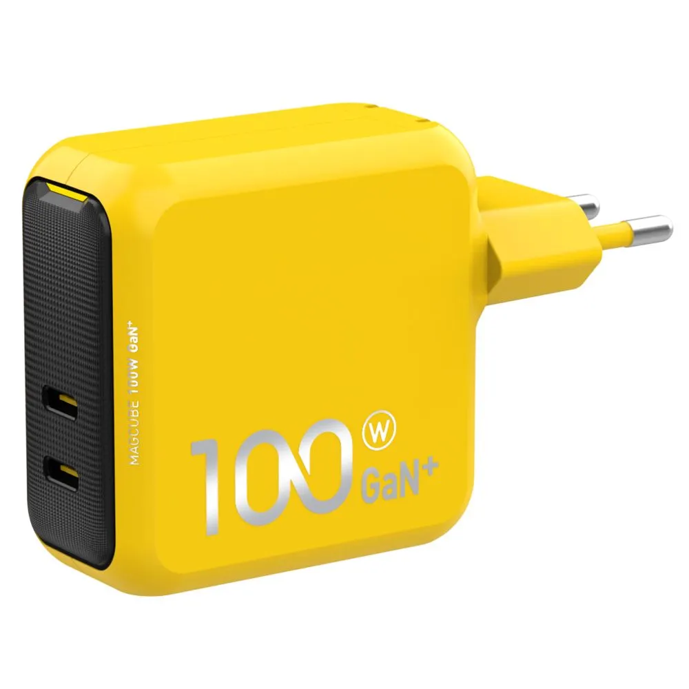 Ładowarka sieciowa AOHI Magcube GaN+ PD 2x USB-C 100W Żółty