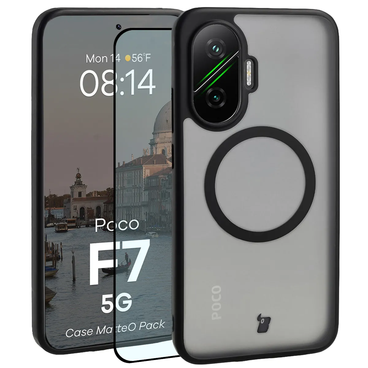 Szkło hartowane Bizon MatteO Pack do POCO F7 Czarny