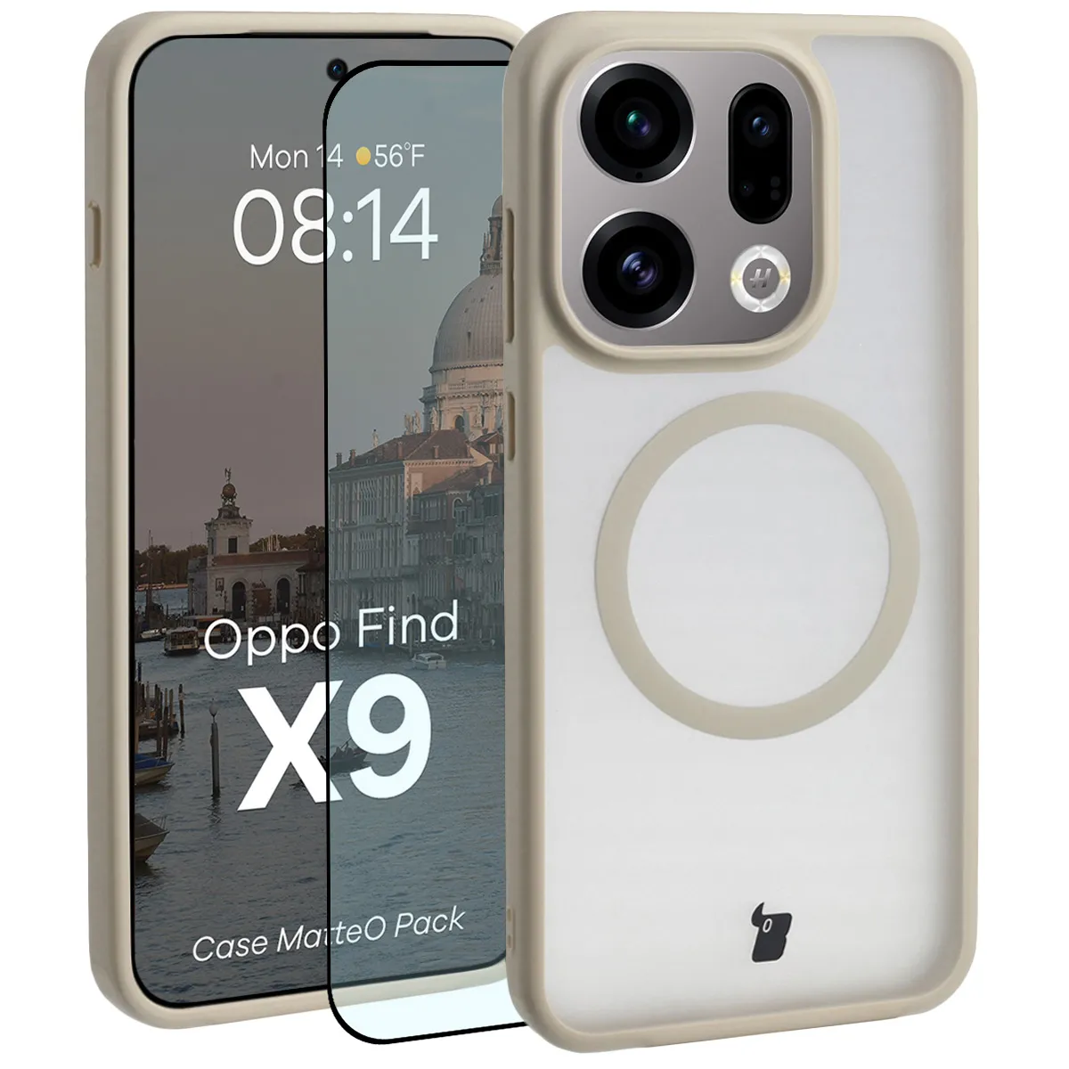 Szkło hartowane Bizon MatteO Pack do Oppo Find X9 Beżowy