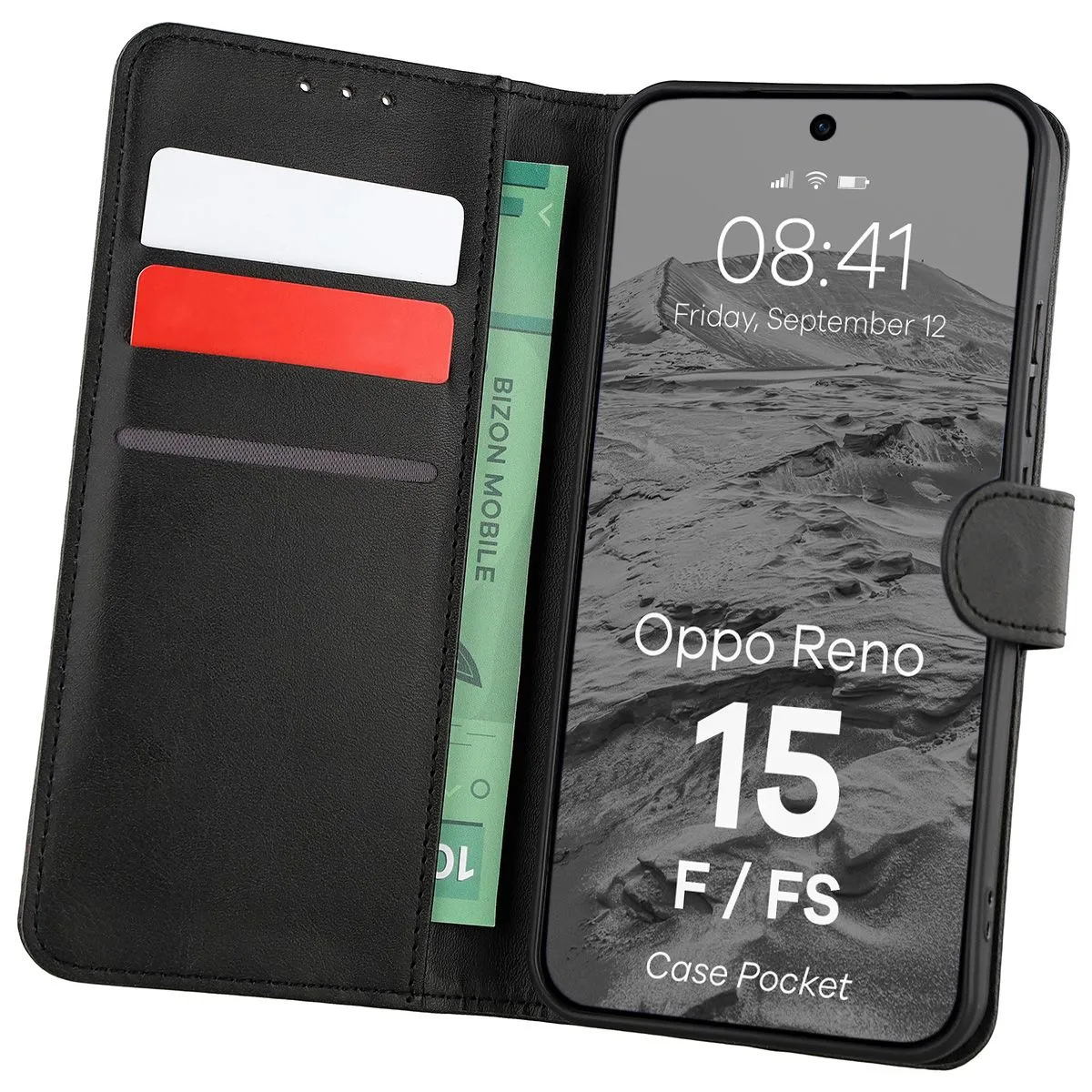 Etui Bizon Case Pocket do Oppo Reno 15 F / 15 FS Czarny
