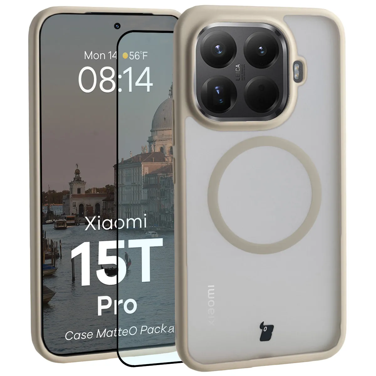 Szkło hartowane Bizon MatteO Pack do Xiaomi 15T Pro Beżowy