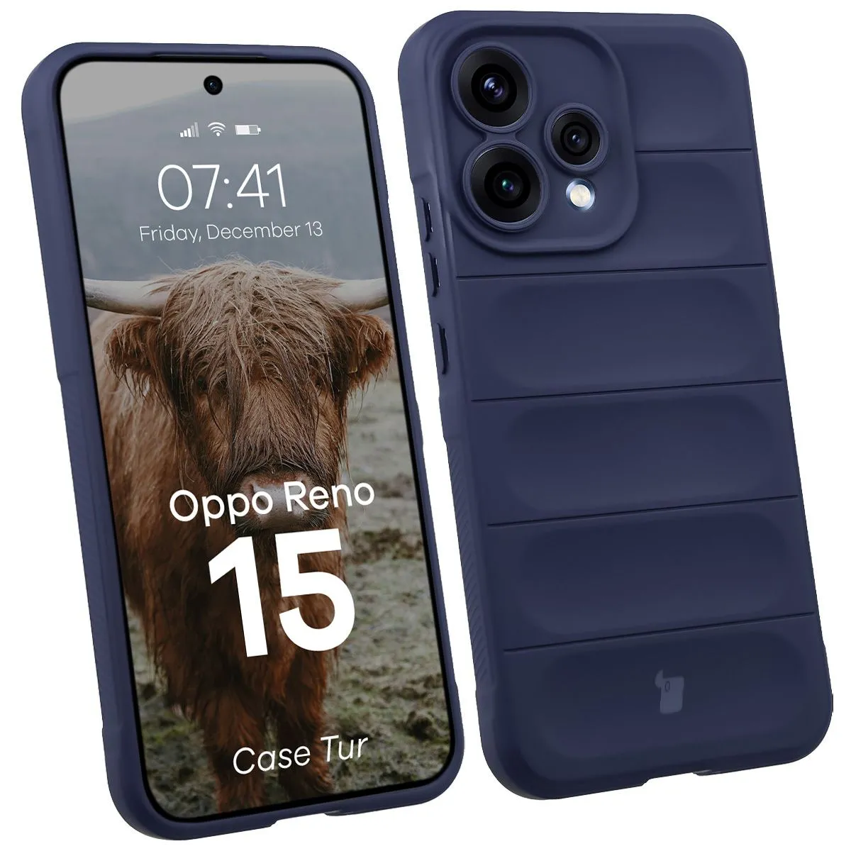 Etui Bizon Case Tur do Oppo Reno 15 Granatowy