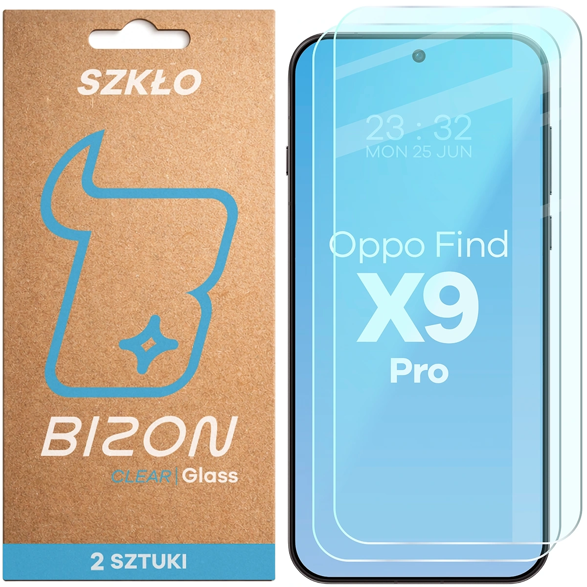 Szkło hartowane Bizon na ekran Glass Clear Duo do Oppo Find X9 Pro 2 sztuki