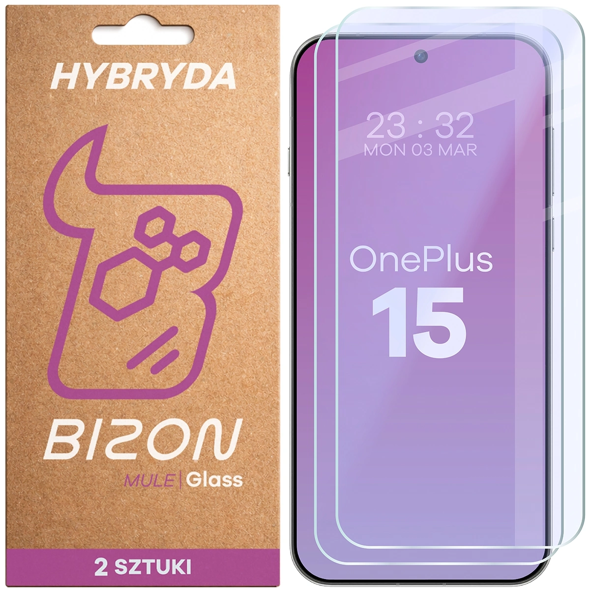 Szkło hybrydowe Bizon elastyczne Glass Mule Duo do OnePlus 15 2 sztuki