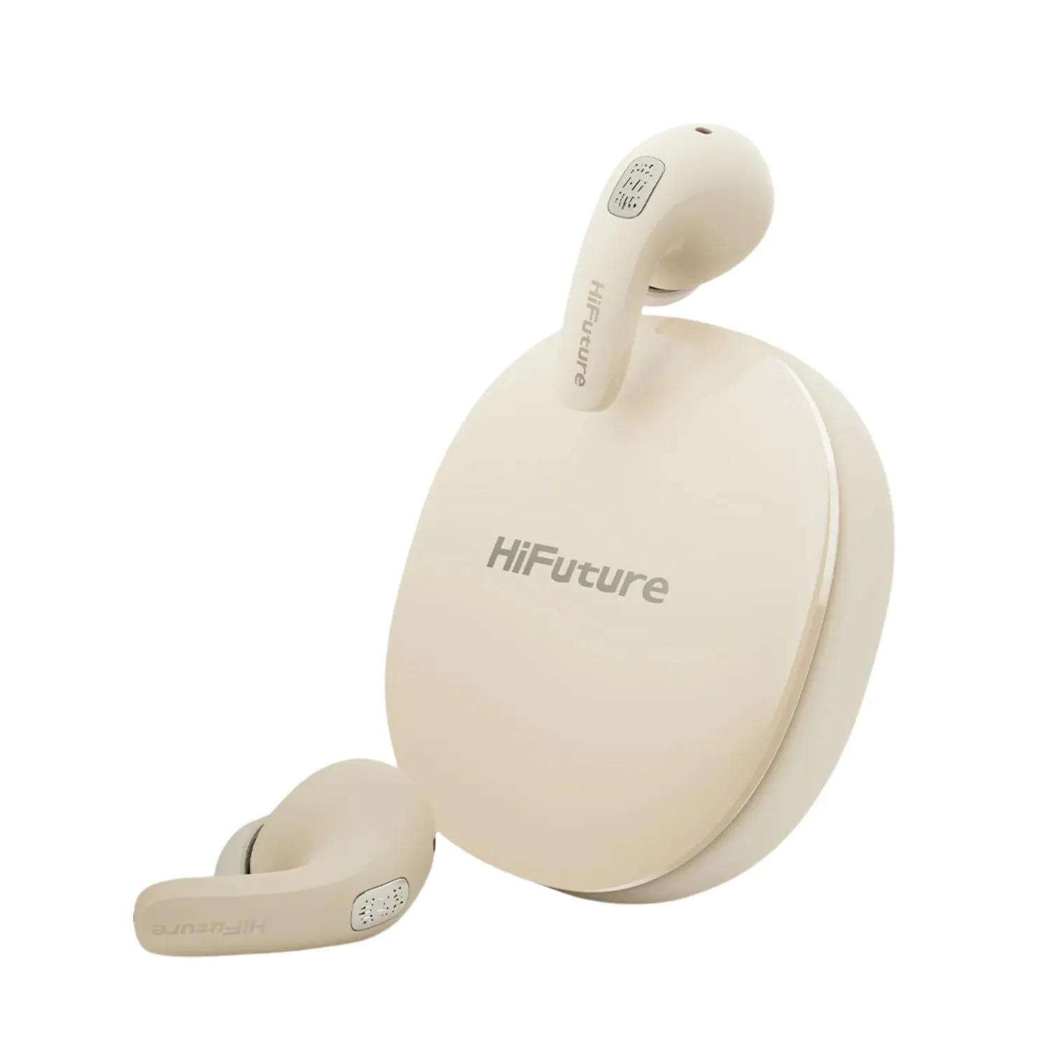 Słuchawki bezprzewodowe HiFuture FlyBuds4 Dokanałowe Bluetooth 5.4 Funkcje AI z tłumaczeniem ponad 130 języków Beżowy