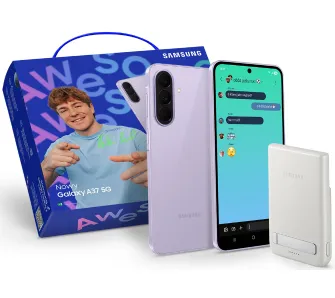 Zestaw smartfon Samsung Galaxy A37 5G 6/128GB 6,7" 120Hz 50Mpix Fioletowy + Powerbank Samsung Qi2 Magnet 5000mAh + Opakowanie prezentowe