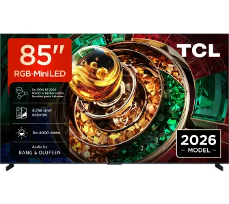 Telewizor TCL 85RM9L 85" RGB-Mini LED 4K 144Hz Google TV Funkcje AI Dolby Vision Dolby Atmos Bang & Olufsen HDMI 2.1 DVB-T2