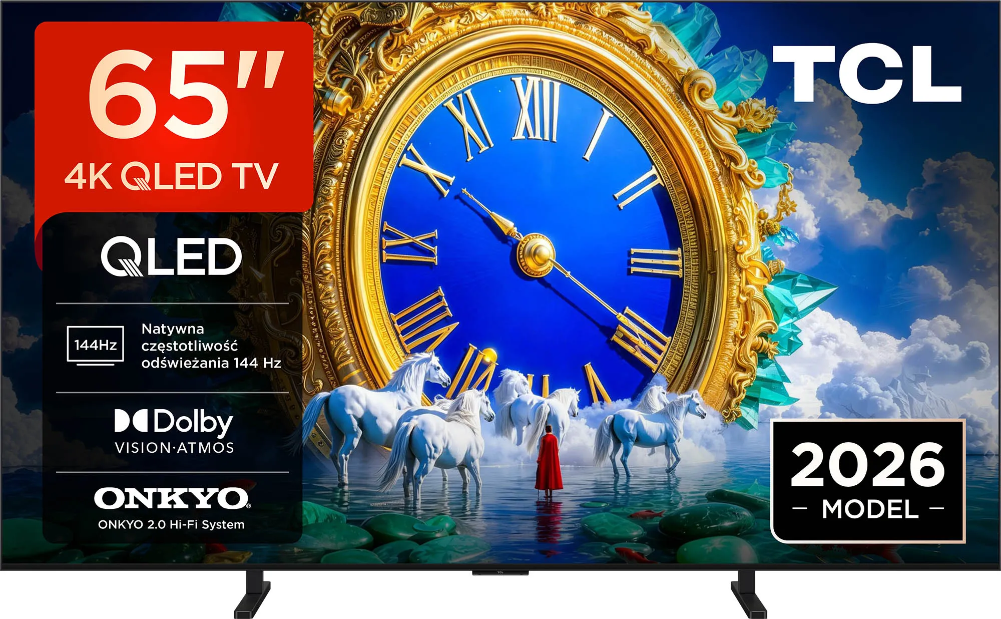 Telewizor TCL 65A400 65" QLED 4K 144Hz Google TV Funkcje AI Dolby Vision Dolby Atmos DTS-X HDMI 2.1 DVB-T2