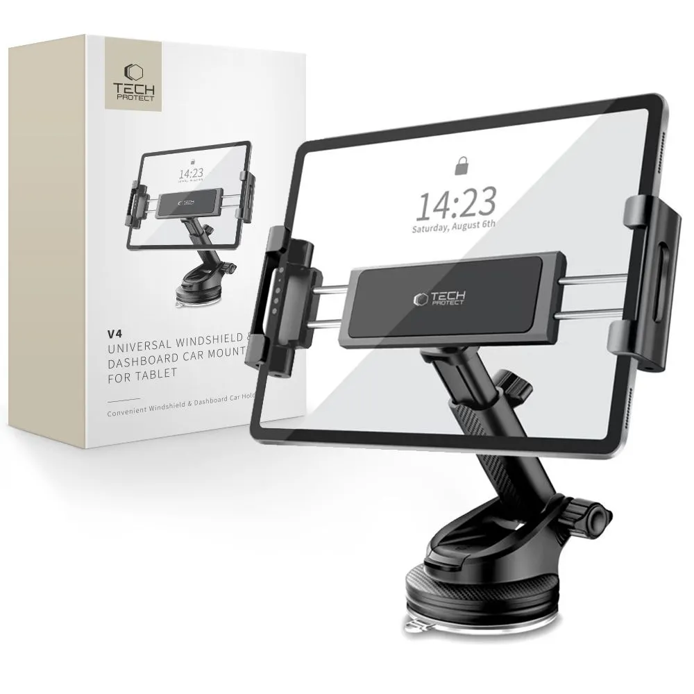 Uchwyt samochodowy Tech-Protect V4 na tablet do montażu w kokpicie Czarny