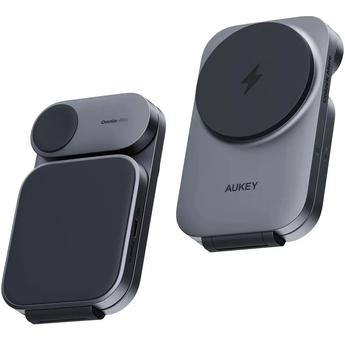 Ładowarka indukcyjna Aukey LC-MC312P MagFusion Z Qi2 3w1 15W Szary