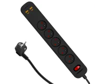 Duwi SQUALL 2x USB-A 2x USB-C 5 gniazd 1,4m Grafitowy