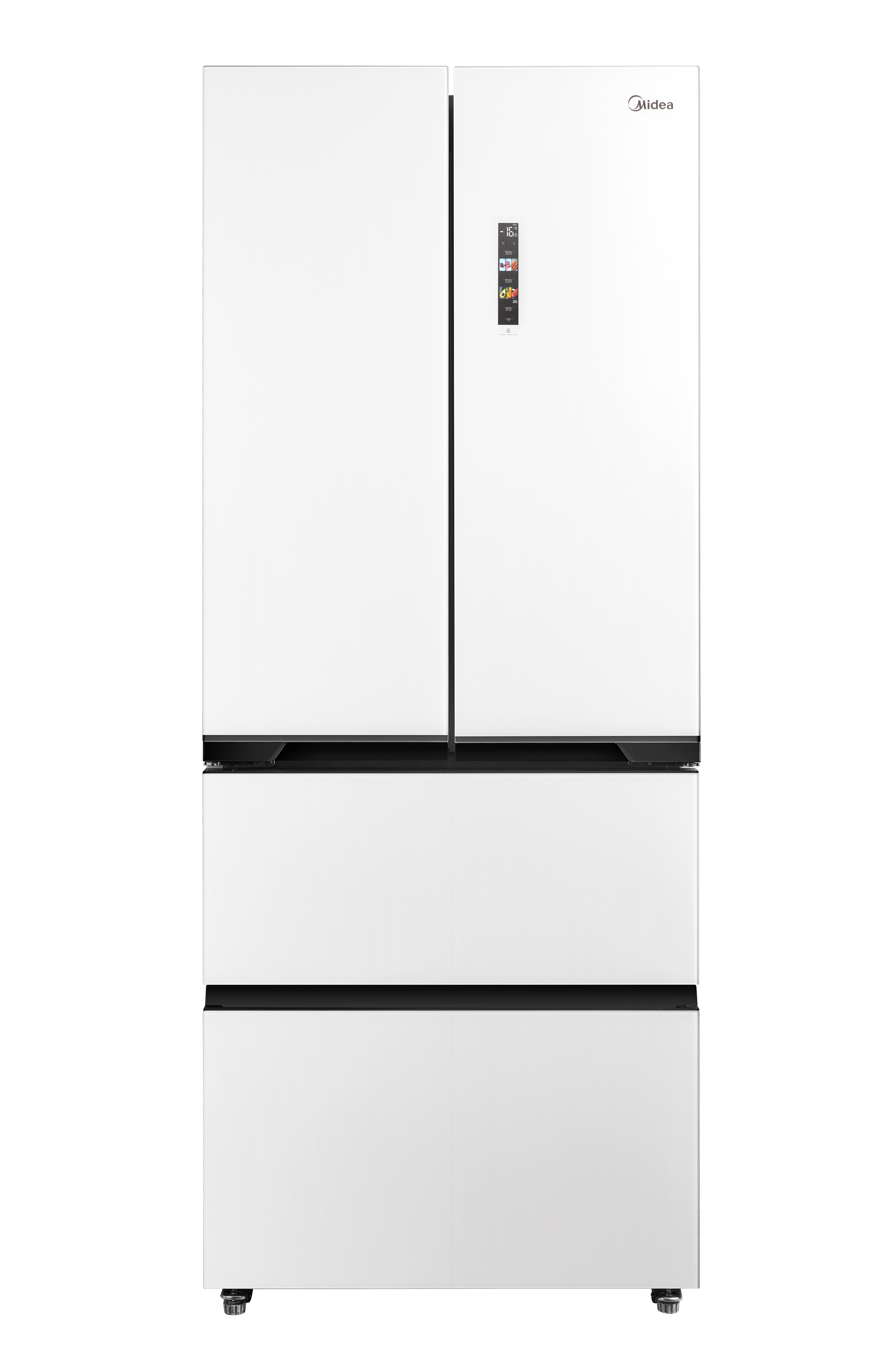 Lodówka Midea MDRF600BIE36 Pełny No Frost 191cm Komora świeżości Zdalne sterowanie Biały szklany