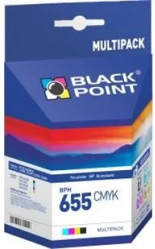 Tusz Black Point BPH655CMYK (zamiennik CZ109AE, CZ110AE, CZ111AE nr 655) Czarny, Błękitny, Purpurowy, Żółty 16,3+10,5 ml