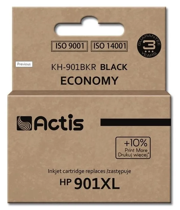 Tusz Actis KH-901BKR (zamiennik 901 XL CC654AE) Czarny 20 ml