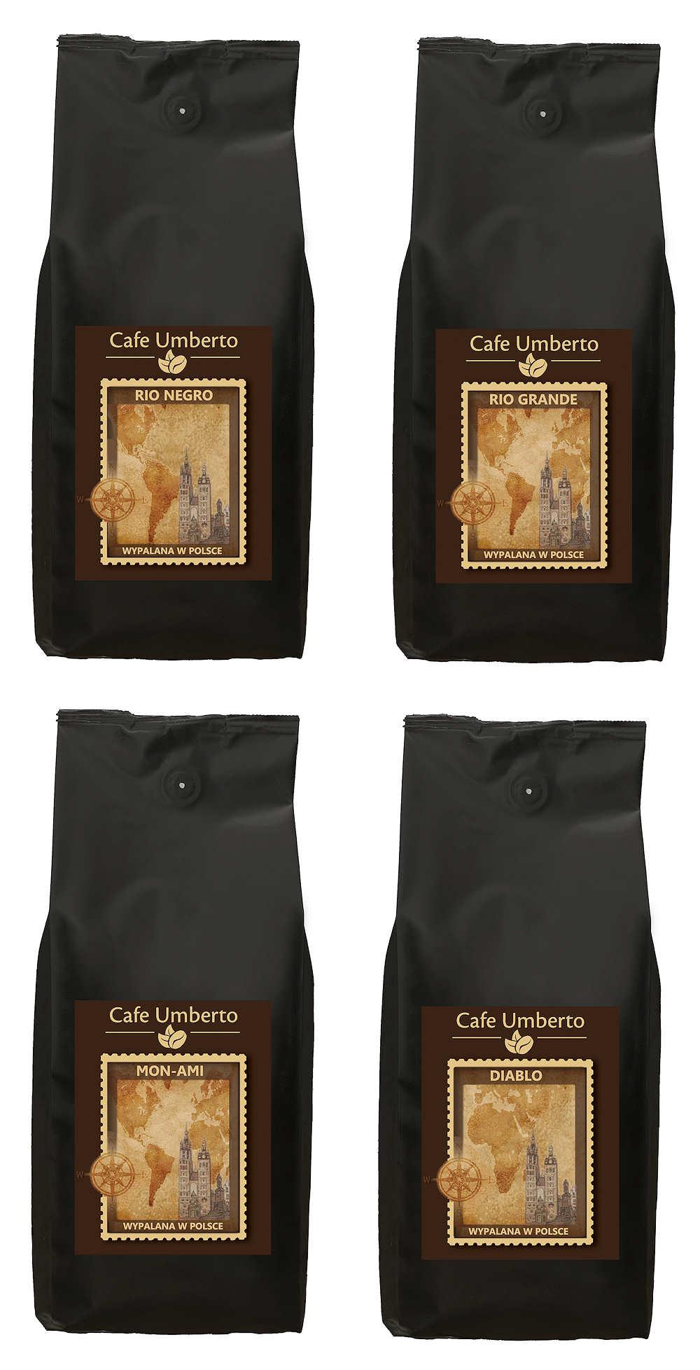 Kawa ziarnista Cafe Umberto Zestaw kaw 4 x 250g