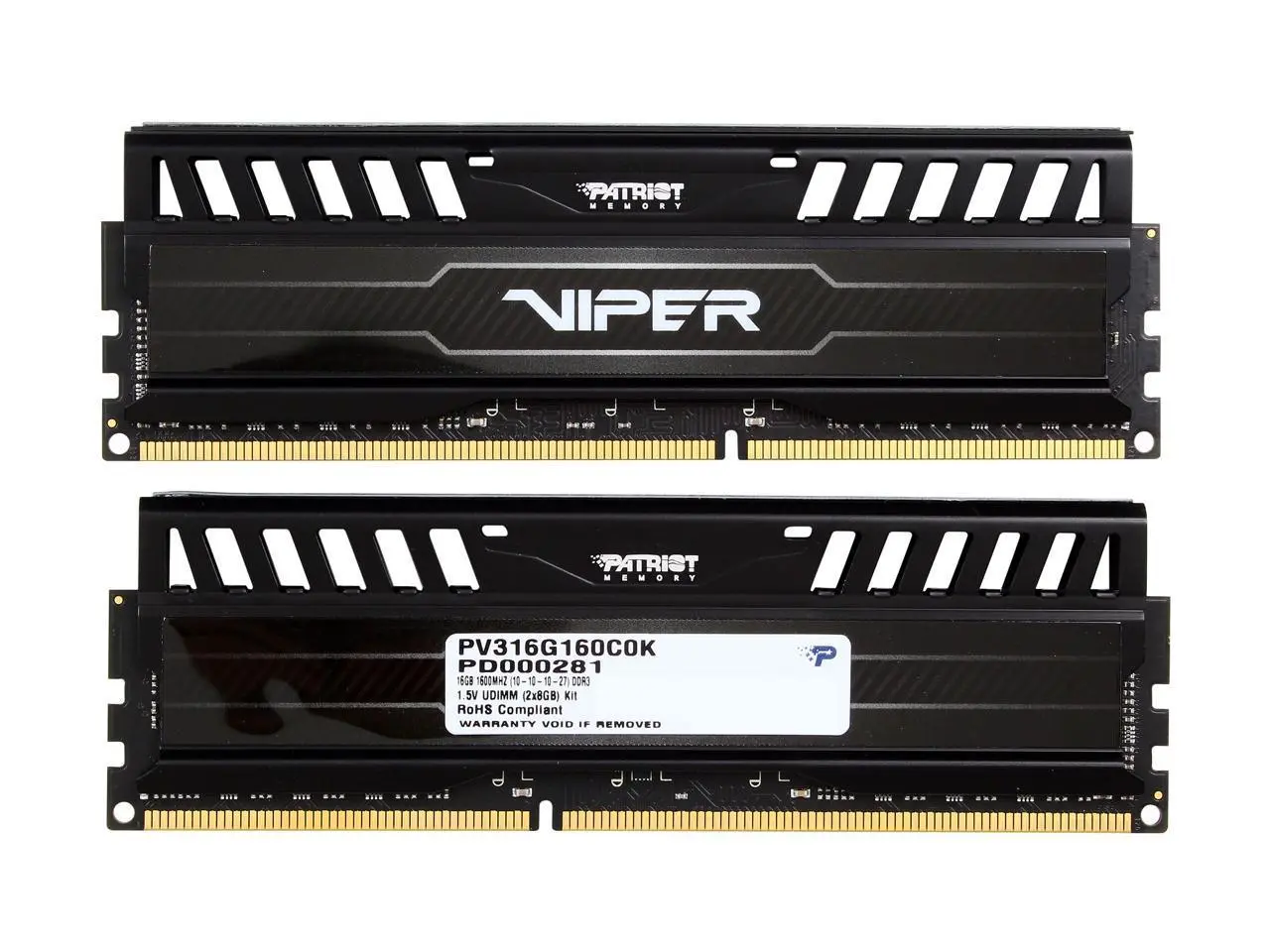 Pamięć RAM Patriot Viper 3 Black 16GB (2 x 8GB) DDR3 1600 CL10 Czarny