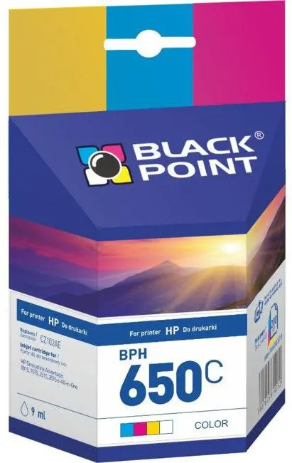 Tusz Black Point BPH650C (zamiennik CZ102AE nr 650) Kolor 9 ml