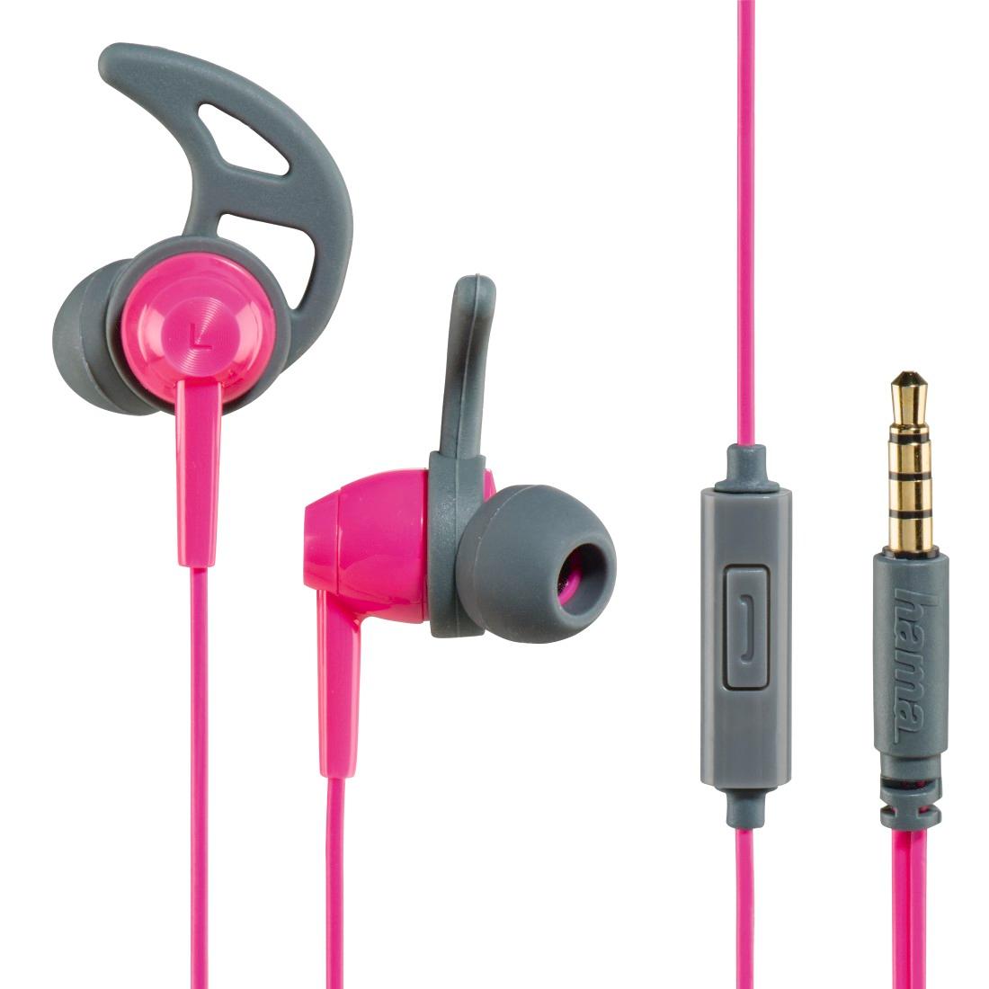 Słuchawki przewodowe Hama Action (różowo-szary)
