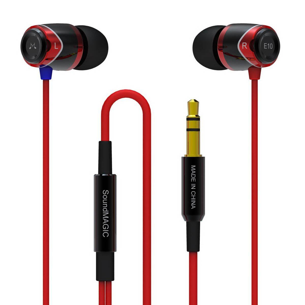 Słuchawki przewodowe SoundMAGIC E10 (czarno-czerwony)