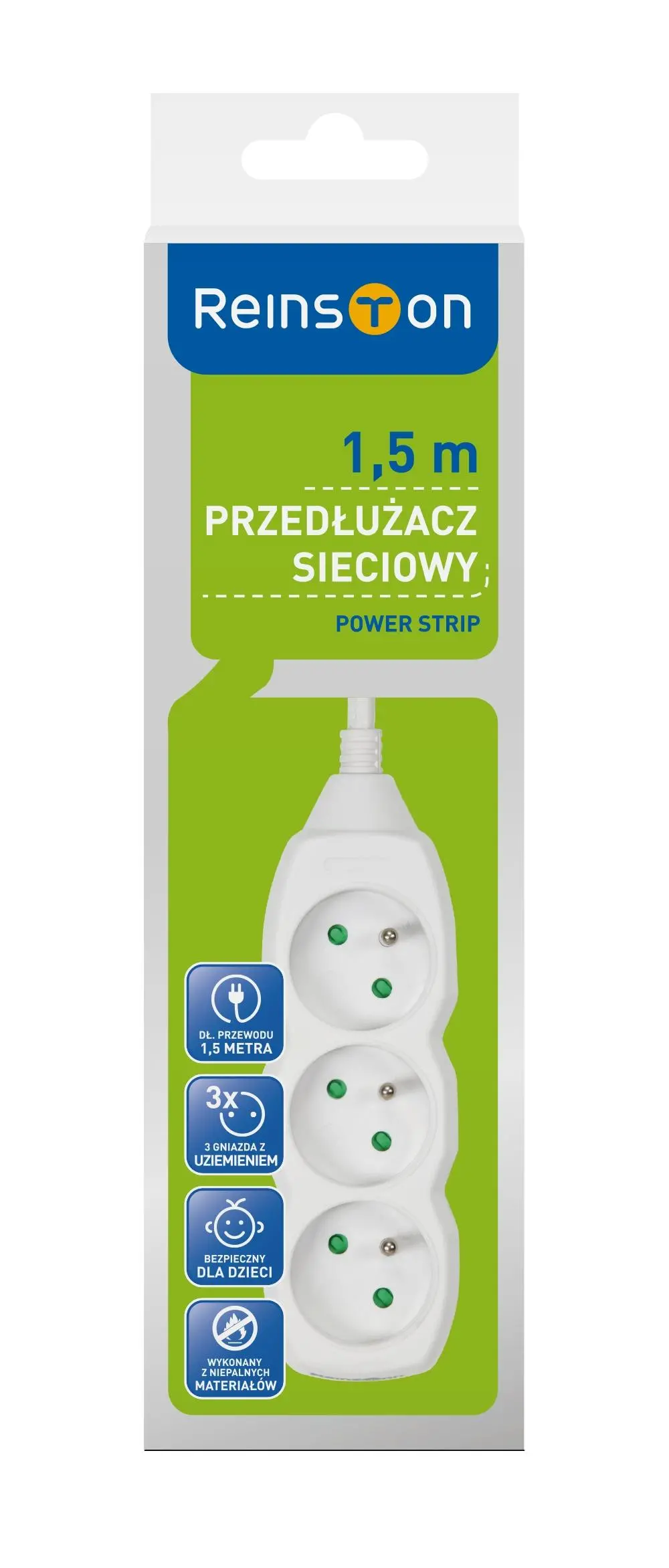 Przedłużacz Reinston EPR001 3 gniazda 1,5m Biały