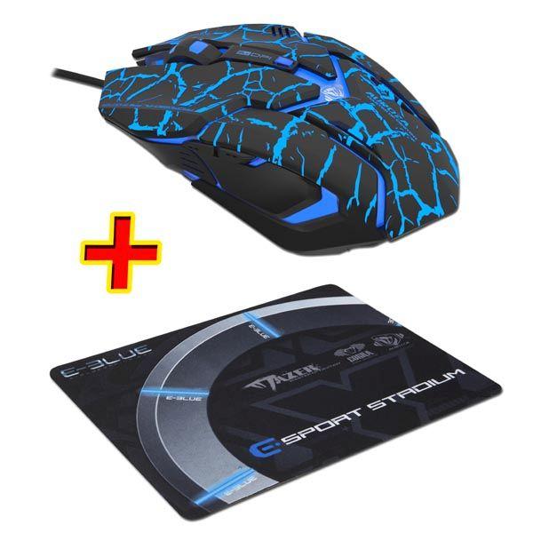 Myszka E-BLUE Auroza Gaming EMS639B (czarna) + podkładka