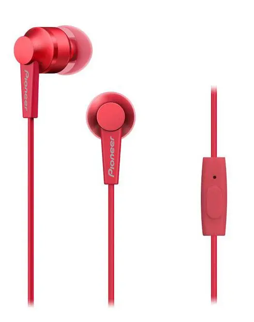Słuchawki przewodowe Pioneer SE-C3T-R Dokanałowe Mikrofon Czerwony