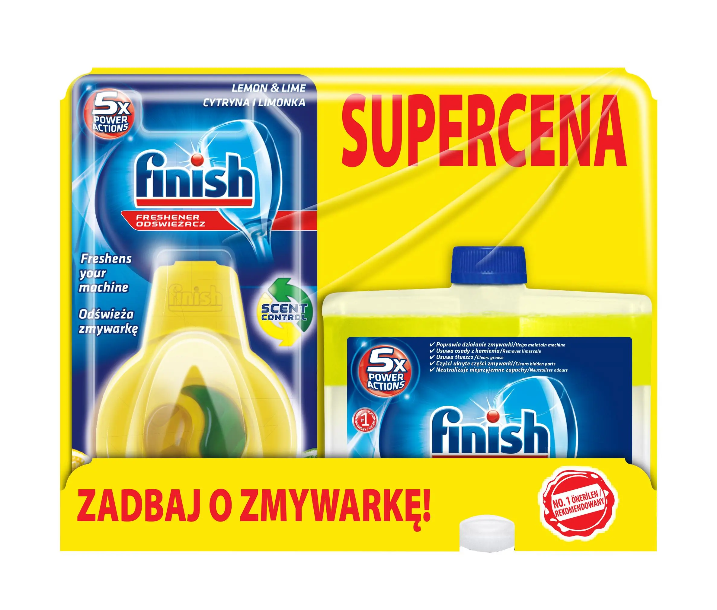 Płyn do czyszczenia zmywarki Finish 250ml + odświeżacz 1szt.