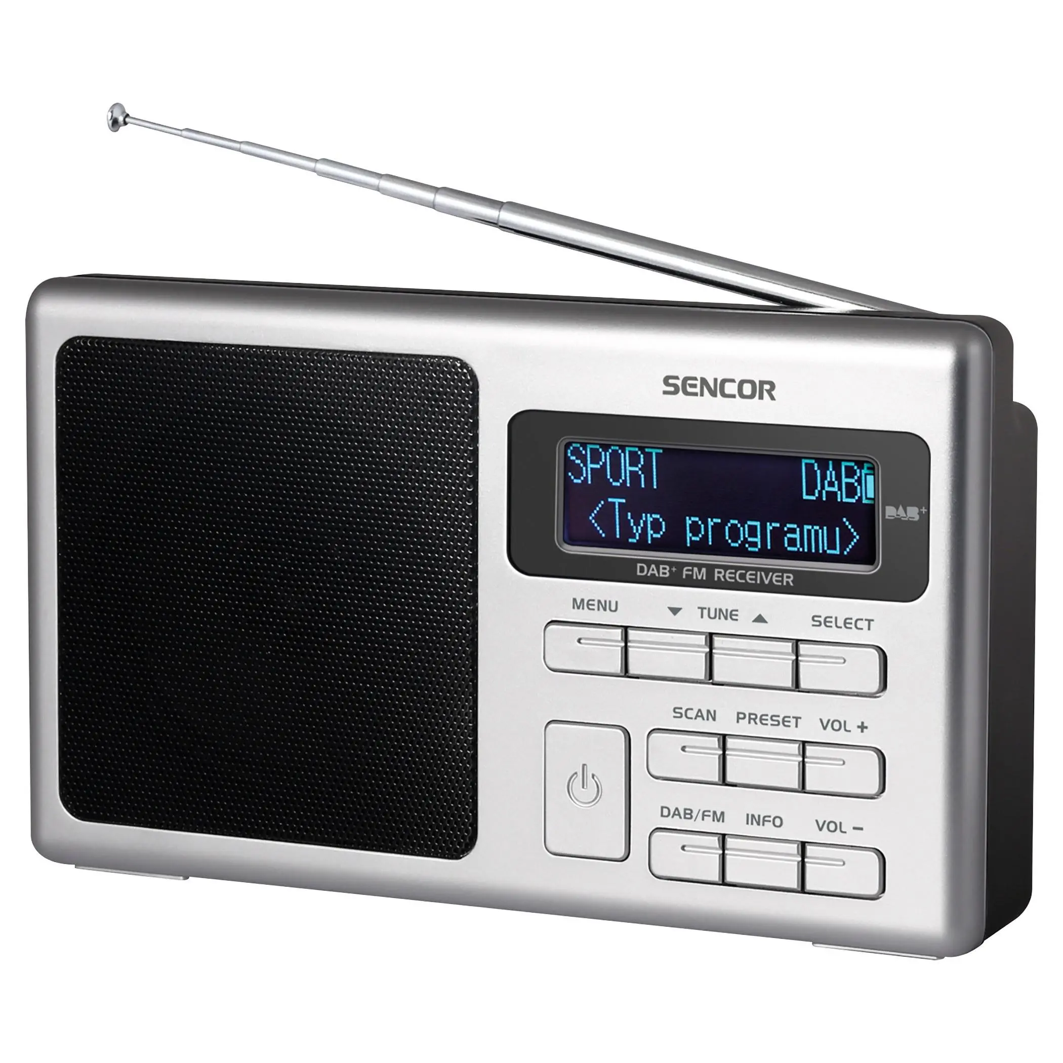 Radioodbiornik Sencor SRD 6400 DAB+ Radio FM DAB+ Srebrny