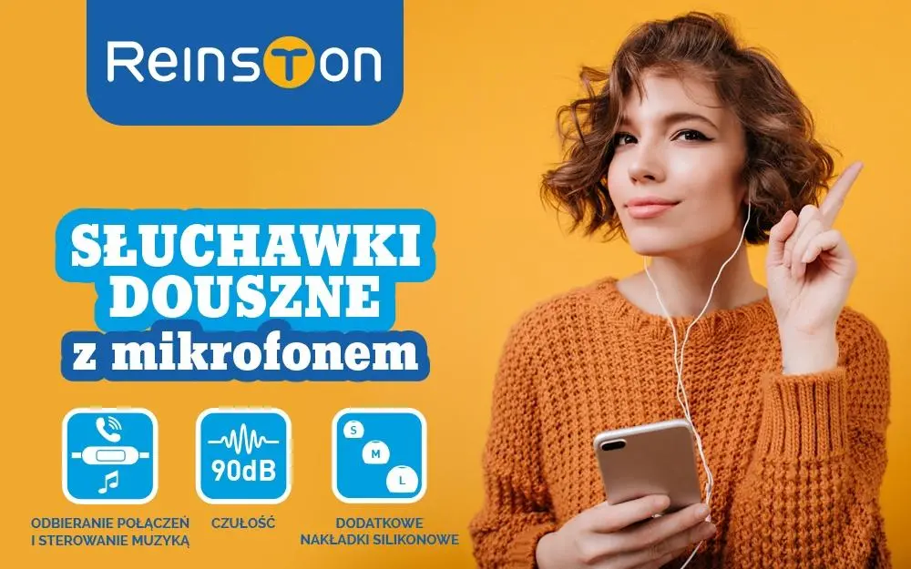 Słuchawki przewodowe Reinston EZS006 Dokanałowe Mikrofon Biały