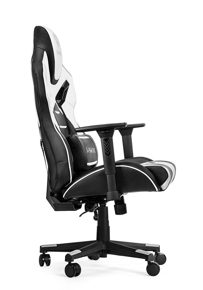 Fotel Diablo Chairs X-Fighter Normal Size - gamingowy - czarno-biały - skóra ECO - do 150kg