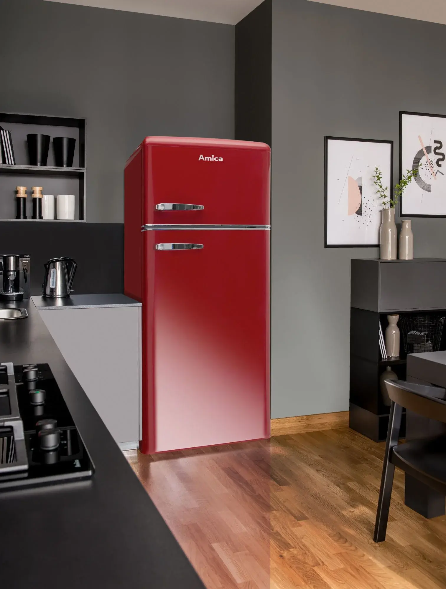 Lodówka Amica KGC15630R 144cm Czerwony