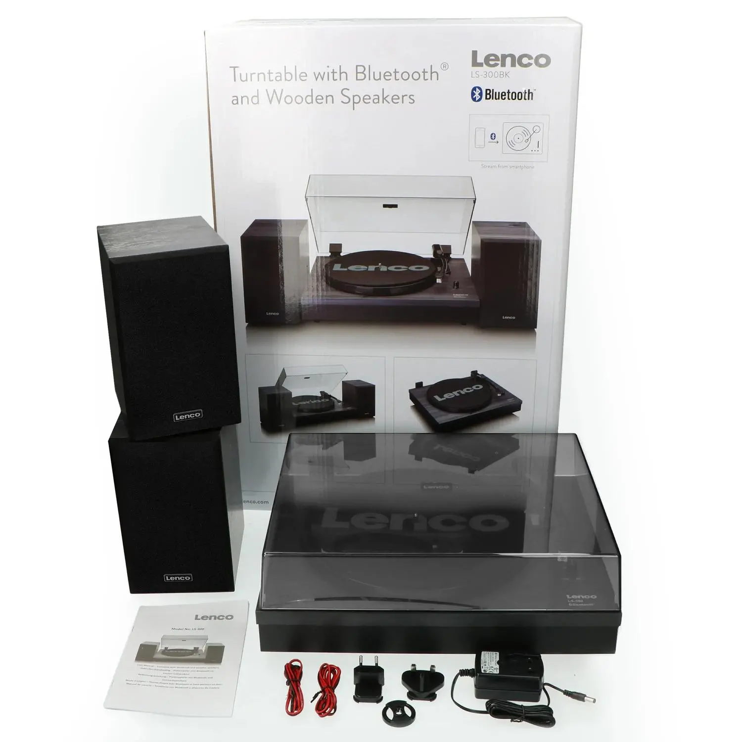 Gramofon Lenco LS-300BK Automatyczny Napęd bezpośredni Przedwzmacniacz Bluetooth Czarny + głośniki