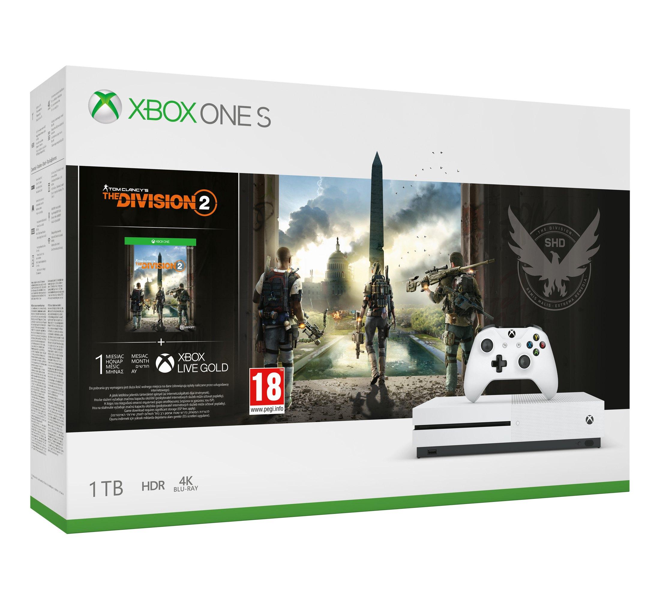 Xbox One S 1TB + Tom Clancy's The Division 2 + 2 pady