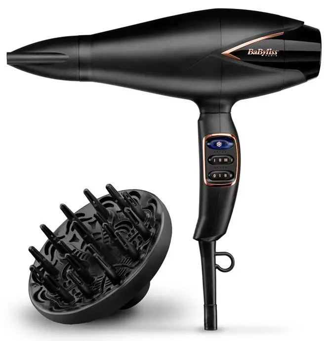 Suszarka do włosów BaByliss Salon Air Brilliance 2200 D665E Jonizacja Dyfuzor Zimny nawiew 2200W 2 prędkości 3 temperatury