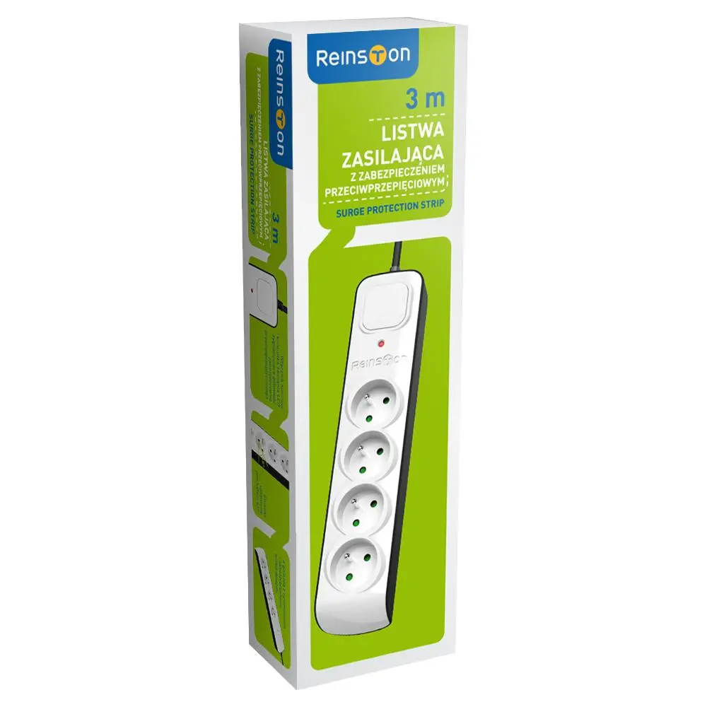 Listwa Reinston ALZ013 4 gniazda 3m Biały